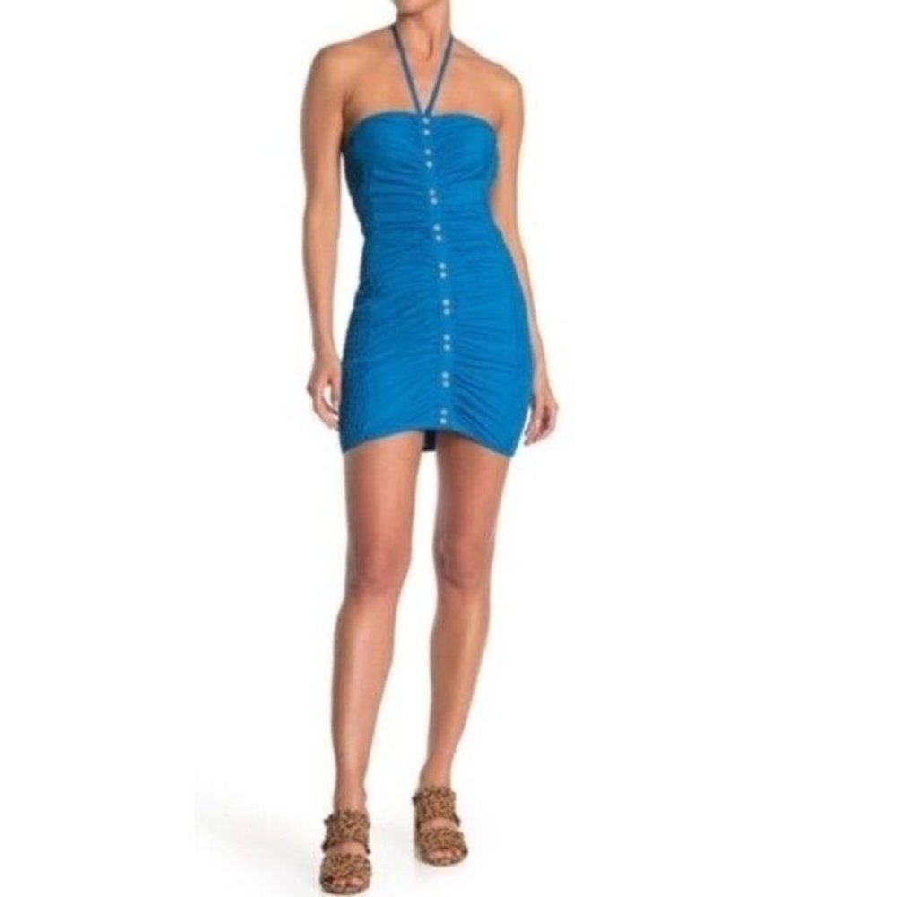 Free People Electric Blue Halter Mini Dress